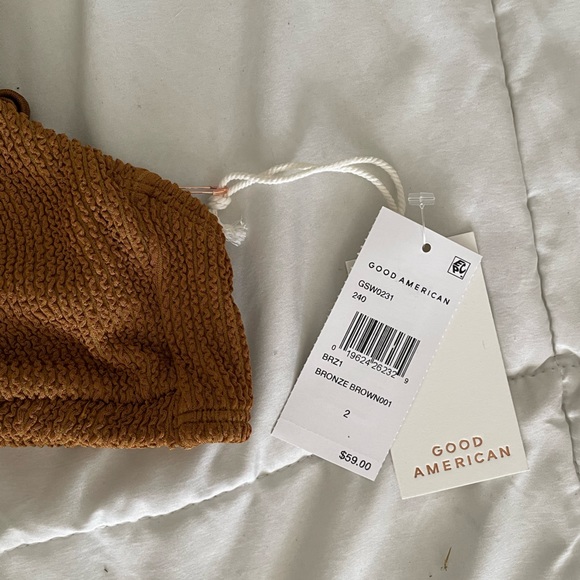 Good American Twist Front Brown/Tan Bikini Top - Picture 5 of 5